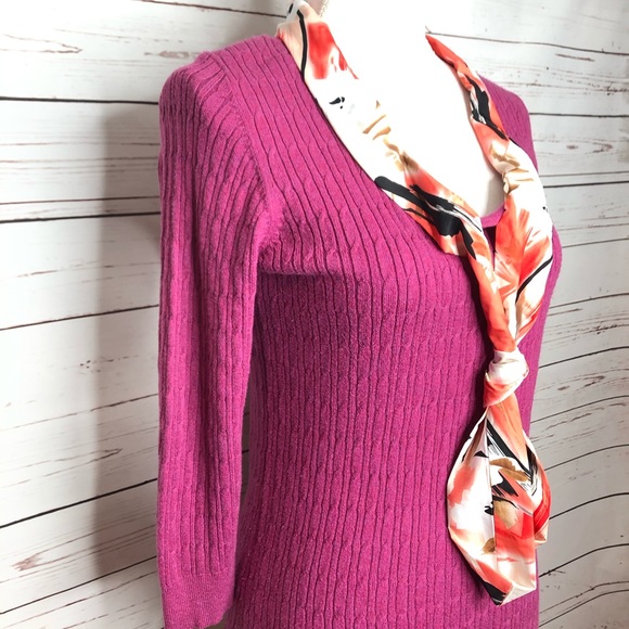 Joie Women’s Knit Pink Sweater with Tie Collar MED - Picture 3 of 6